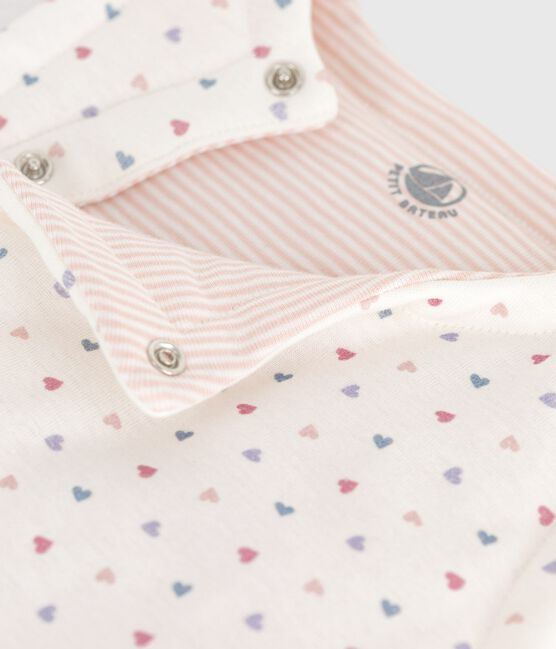 Omkeerbare katoenen cardigan zonder mouwen met print wit MARSHMALLOW/wit MULTICO