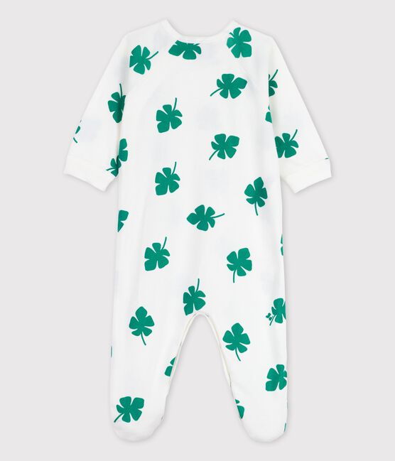 Dors-bien bébé imprimé végétal en coton biologique blanc MARSHMALLOW/vert GAZON