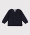 Effen gebreid babyvestje in katoen blauw SMOKING