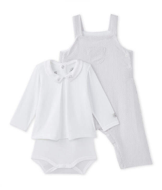 Ensemble b&eacute;b&eacute; gar&ccedil;on 2 pi&egrave;ces blanc/beige