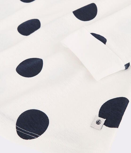 Chemise de nuit à pois petite fille en coton biologique blanc MARSHMALLOW/bleu MEDIEVAL