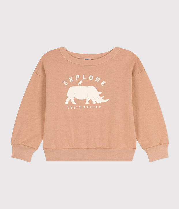 Sweater in molton voor jongens beige