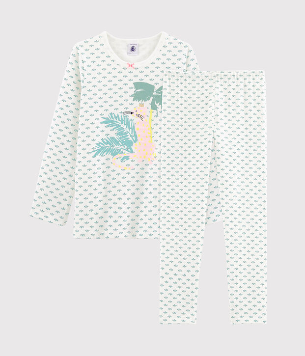 Pyjama meisje van tubic wit/multicouleur