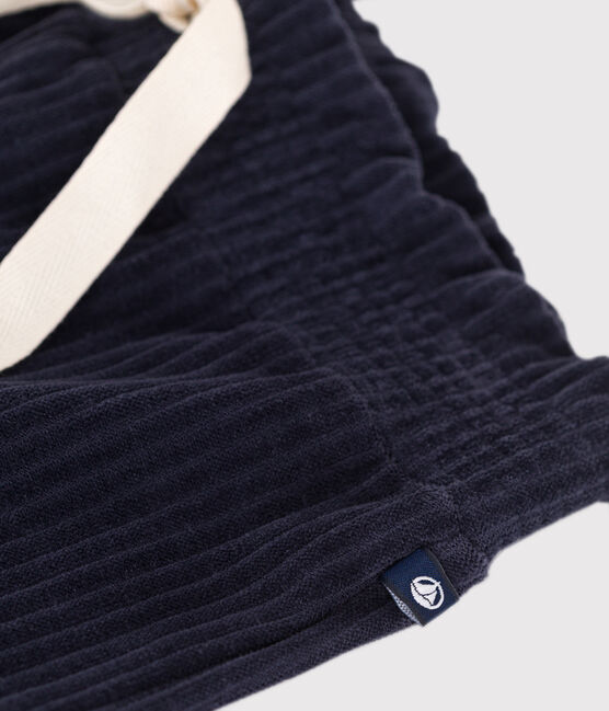 Fijne fluwelen meisjesbroek met wijde pijpen blauw SMOKING