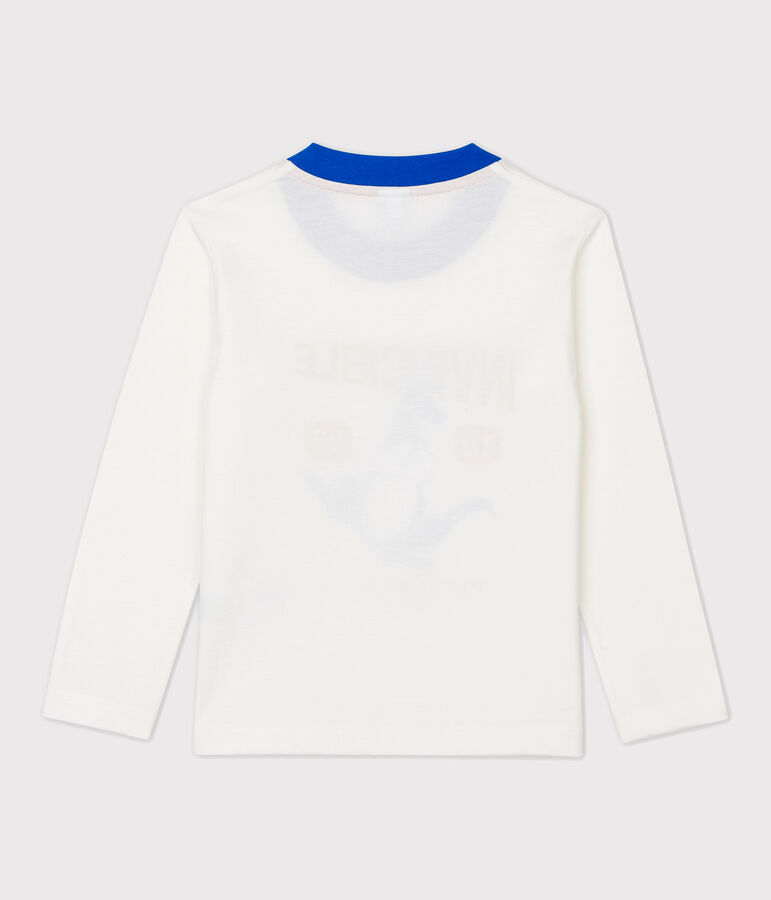 Katoenen jongens t-shirt met lange mouwen wit MARSHMALLOW