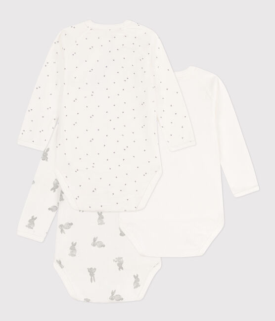 Lot de 3 bodies croisés manches longues lapins en coton bébé variante 1
