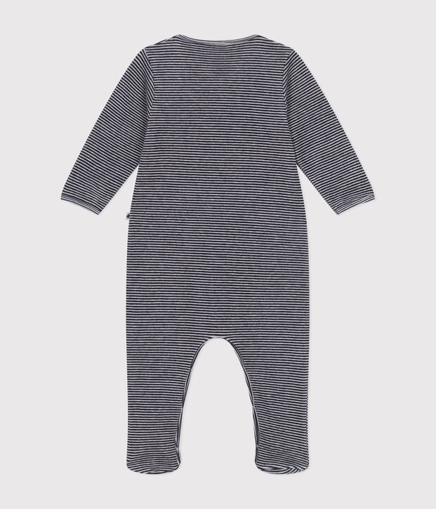 Fluwelen babypyjama blauw/wit