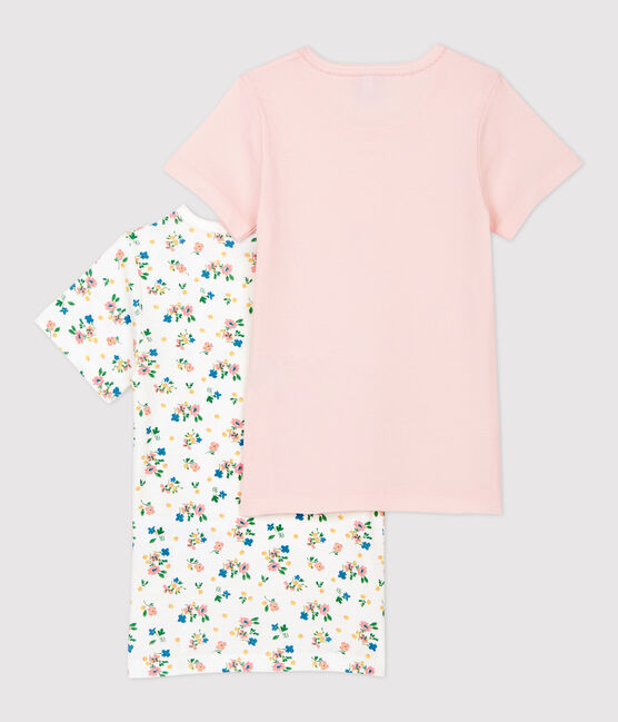 Set van 2 meisjes t-shirts met korte mouwen en bloemenprint van biologisch katoen variante 1