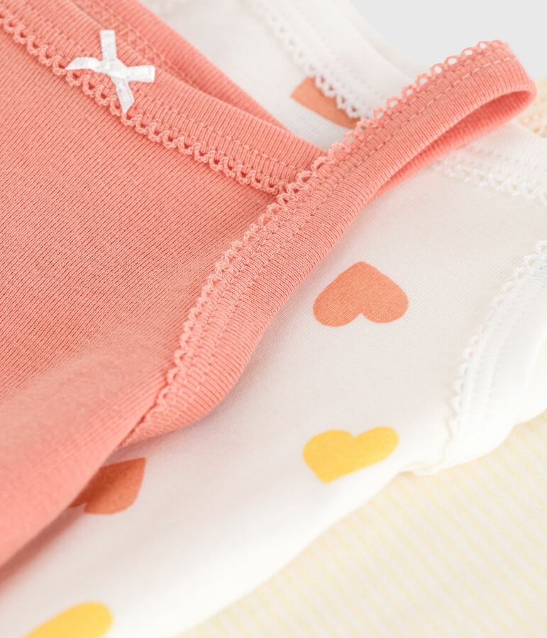 Lot de 3 bodies bretelles en coton c&oelig;urs b&eacute;b&eacute; multicouleur