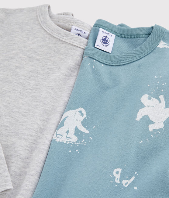 Set van 2 T-shirts met lange mouwen jongens met yeti voetafdruk variante 1