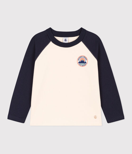 Jongens-T-shirt met lange mouwen wit AVALANCHE/blauw SMOKING