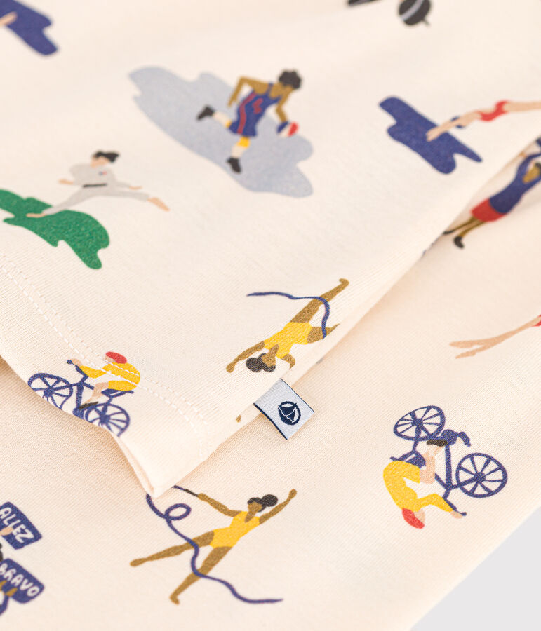 Katoenen pyjama met multisportprint voor kinderen ecru/multicouleur