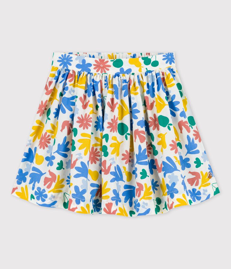 Jupe en popeline imprim&eacute;e enfant fille blanc/multicouleur