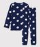 Pyjama met stipjes voor kleine jongens/meisjes in biokatoen blauw MEDIEVAL/wit MARSHMALLOW