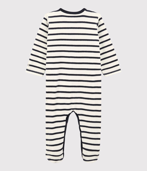 Fluwelen slaappakje baby wit MARSHMALLOW/blauw SMOKING