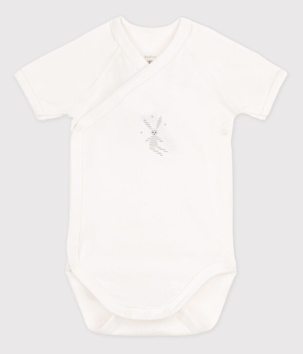 Body met omslag en korte mouwen voor baby's wit/DIDOU3