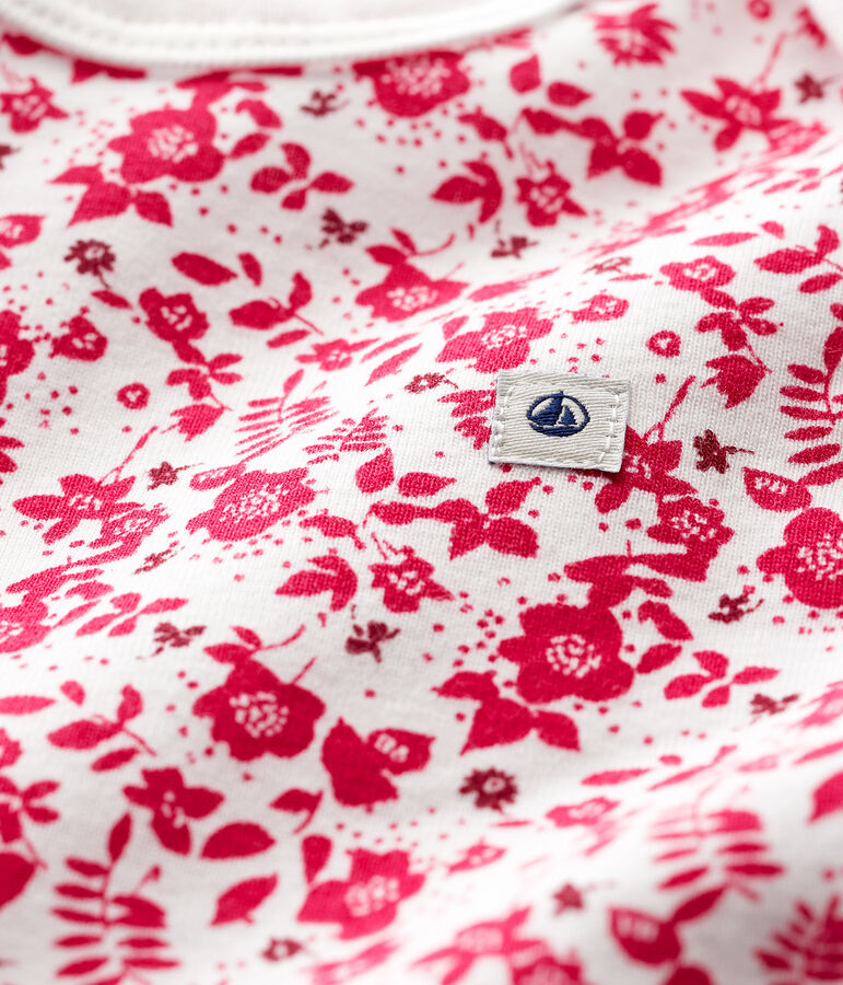 Rompertje met korte mouwen meisjes wit MARSHMALLOW/roze FLASHY