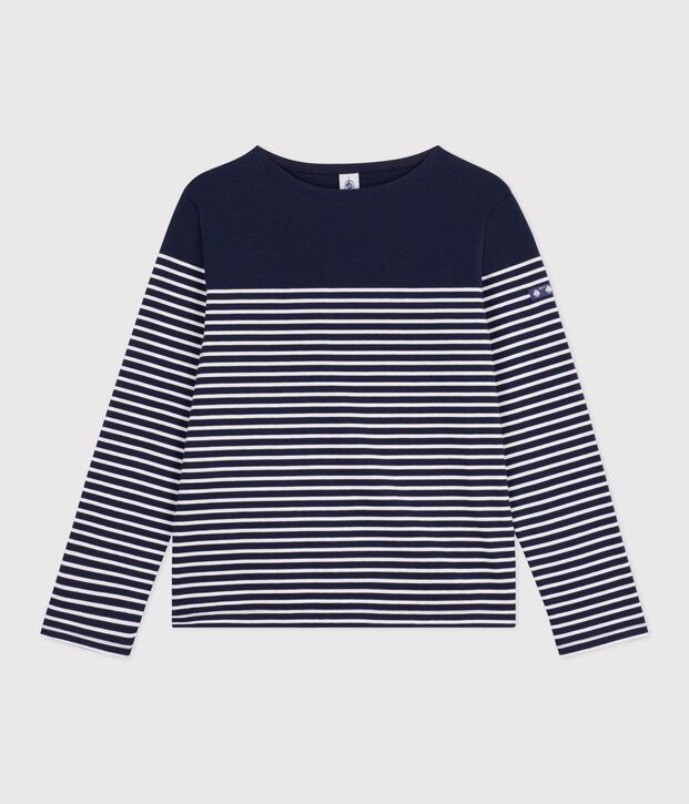 Marini&egrave;re femme en coton &agrave; rayures bleu/blanc