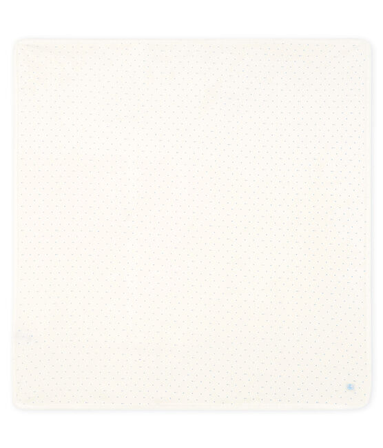 Drap de maternité bébé en côte blanc MARSHMALLOW/bleu ACIER