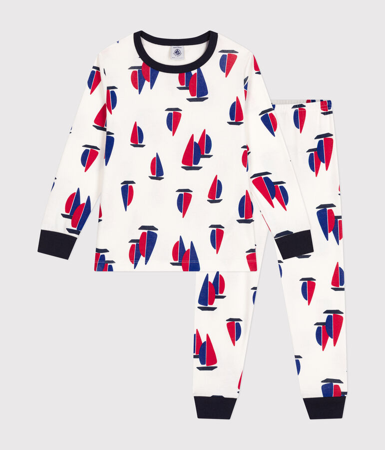 Pyjama en coton imprim&eacute; &agrave; motif bateaux enfant blanc MARSHMALLOW/blanc MULTICO