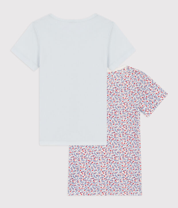 Set van 2 T-shirts met bloemen en korte mouwen voor meisjes in katoen multicouleur