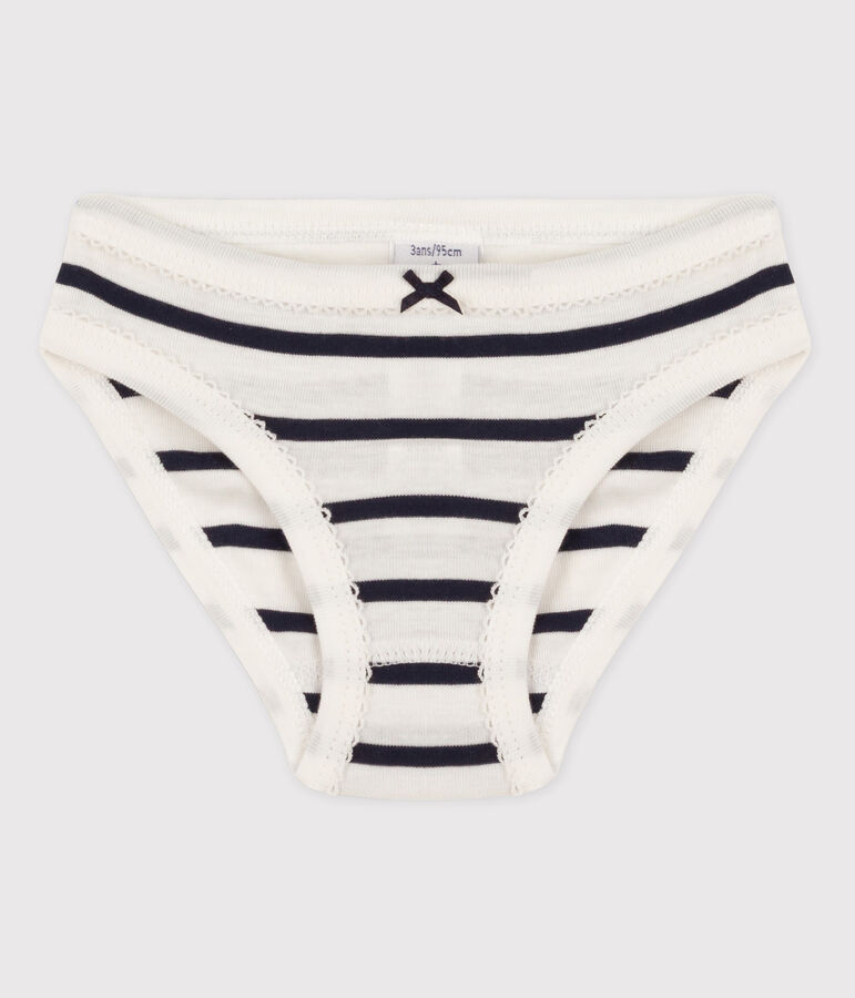 Culotte petite fille en coton blanc MARSHMALLOW/bleu SMOKING