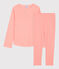 Katoenen meisjespyjama met milleraies-strepen. roze PEACHY/wit MARSHMALLOW