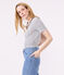 L'Iconique, gestreept katoenen T-shirt met V-hals voor dames wit MARSHMALLOW/blauw SMOKING