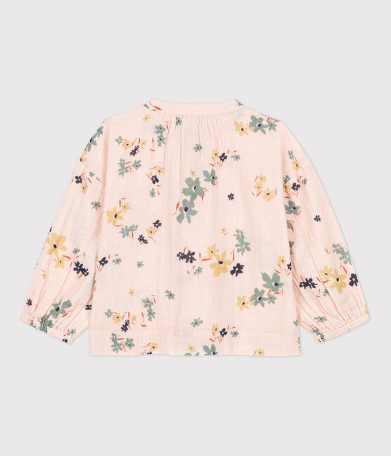 Blouse imprimée en gaze de coton enfant fille rose SALINE/blanc MULTICO