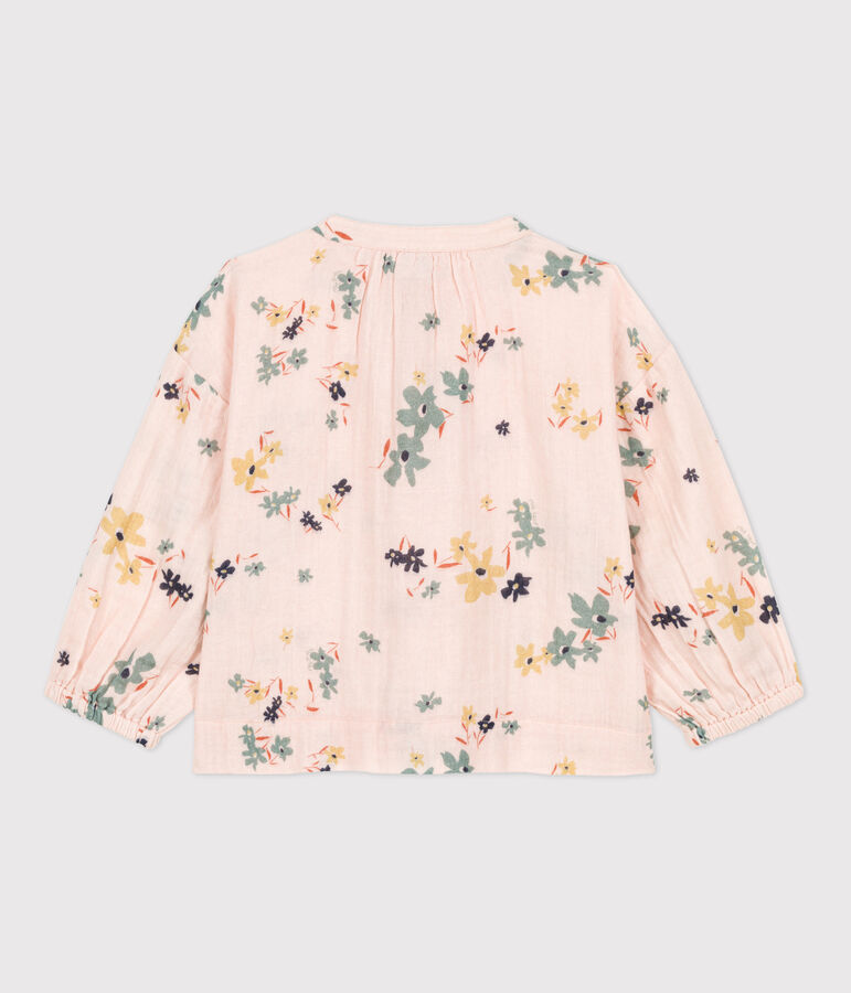 Blouse imprim&eacute;e en gaze de coton enfant fille rose SALINE/blanc MULTICO