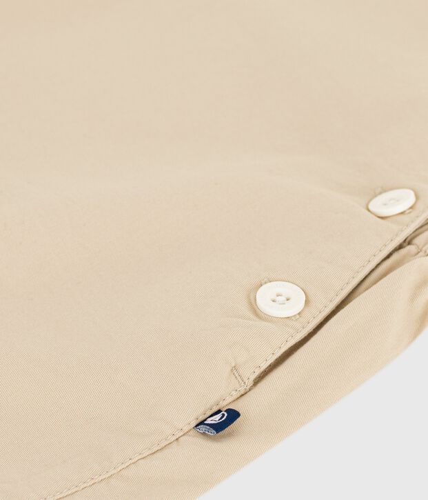 Effen salopette met korte pijpen van keperstof voor baby's beige