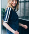 dames tee-shirtmet korte mouwen in linnen blauw SMOKING