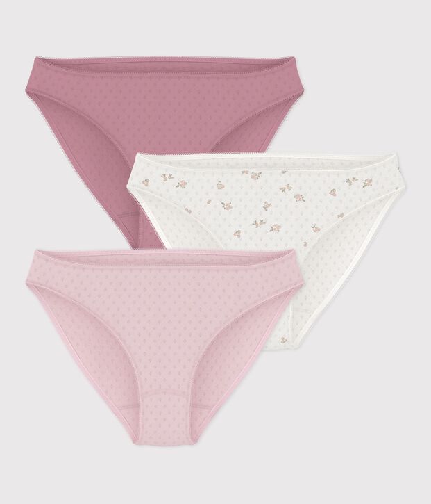 Lot de culottes femme en coton ajour&eacute; &agrave; fleurs multicouleur