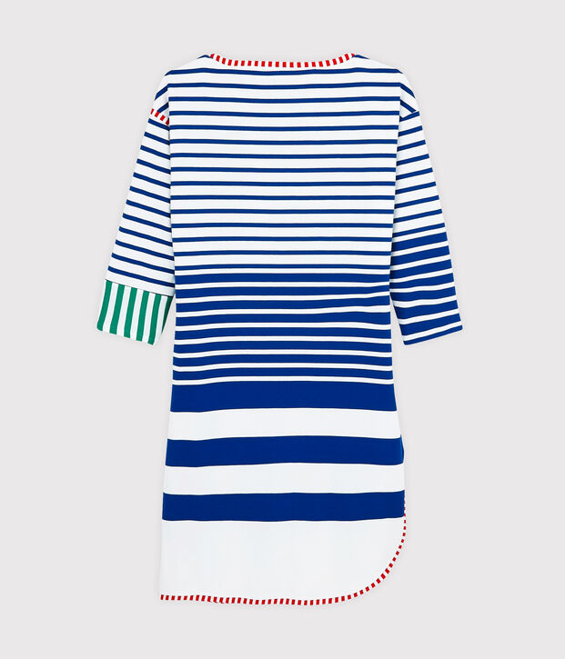 Nieuwe uitgave Hy&egrave;res jurk wit/blauw