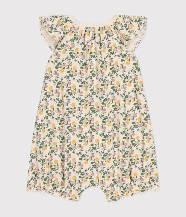 Korte pakje met bloemen van katoen voor baby's ecru/multicouleur
