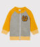 Cardigan zippé bébé garçon en tubique gris SUBWAY/jaune BOUDOR