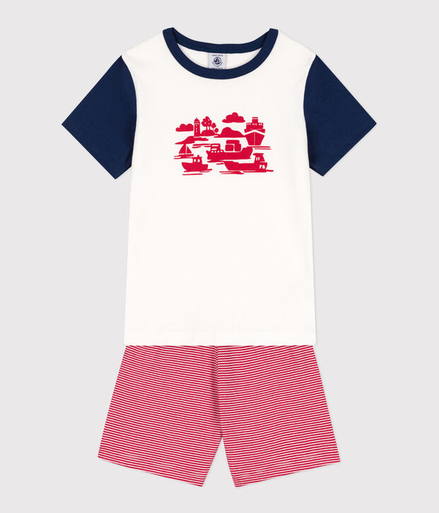 Pyjacourt Le Havre en coton petit gar&ccedil;on blanc/multicouleur