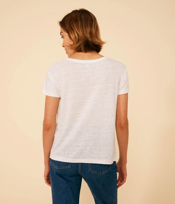 Tee-shirt Le Droit col rond en lin femme blanc ECUME