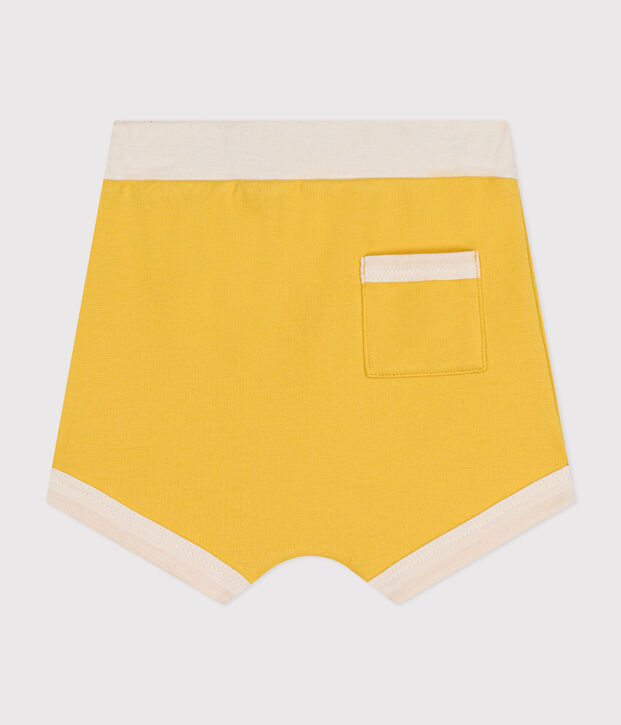 Uniseks babyshort in licht molton geel