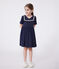 Robe enfant en coton manches courtes unie bleu SMOKING