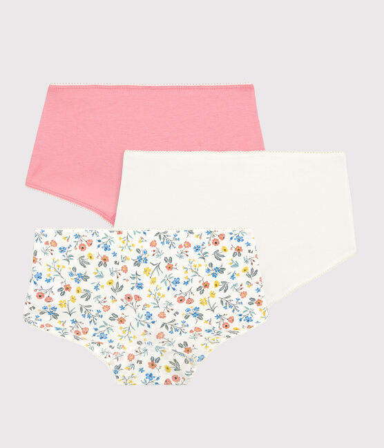 Lot de 3 shorties fleurs rétro petite fille en coton variante 1
