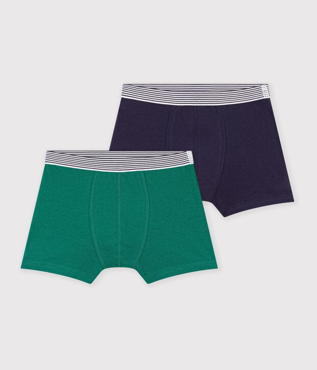 Lot de boxers enfant en coton et &eacute;lasthanne uni multicouleur