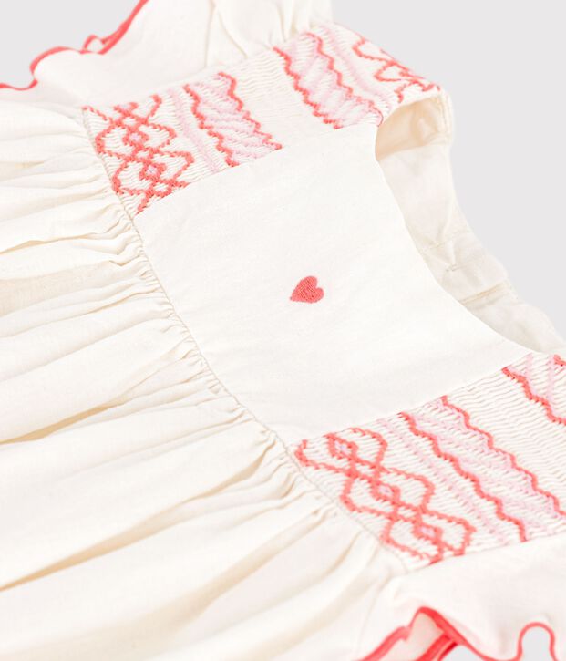 Katoenen kinderjurk met korte mouw wit