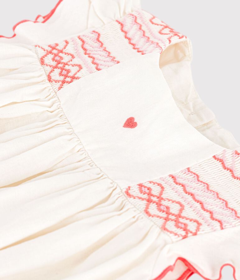 Katoenen kinderjurk met korte mouw wit