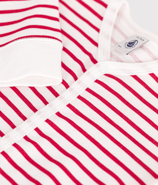 Pyjama sans pieds en coton bébé blanc ECUME/rouge TERKUIT