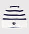 Gebreide gestreepte kindermuts met fleecevoering blauw MARSHMALLOW/ SOIR