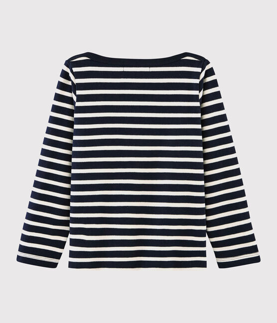 Jersey marinière voor meisjes - jongens blauw SMOKING/wit MARSHMALLOW