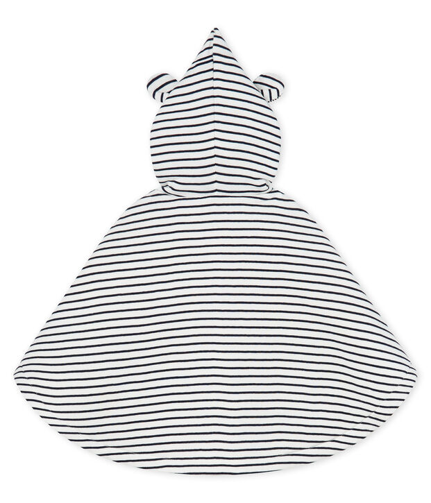 Iconische babycape van gewatteerde gebreide stof wit/blauw