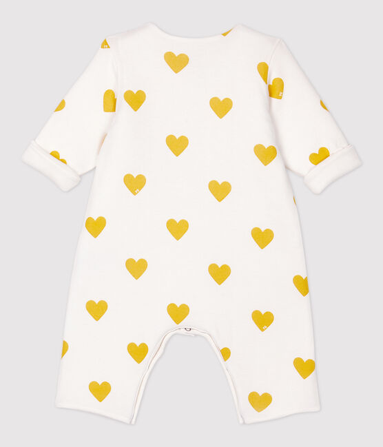 Lange set met gele hartjes babymeisje van biologisch katoen wit MARSHMALLOW/geel OCRE