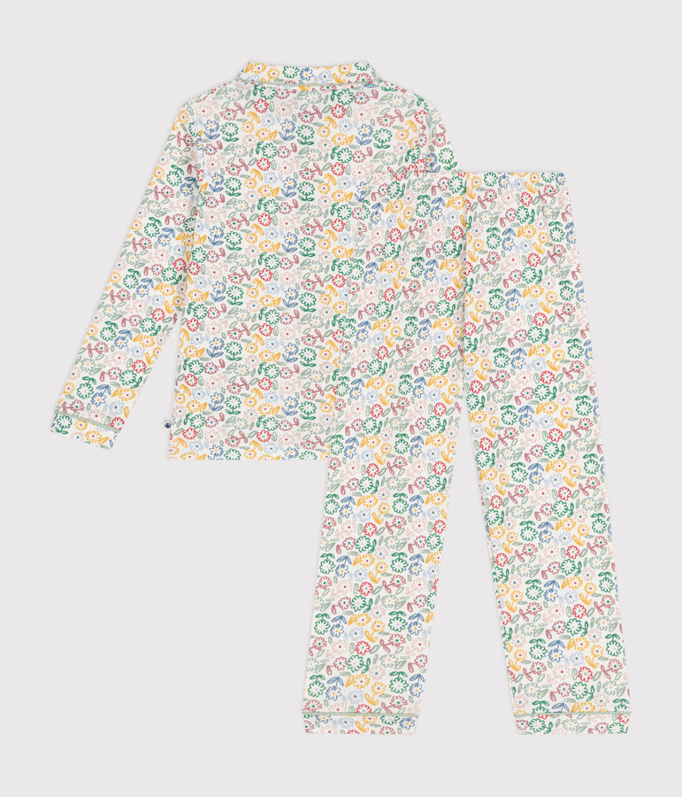 Katoenen pyjama met bloemenprint voor kinderen wit/multicouleur